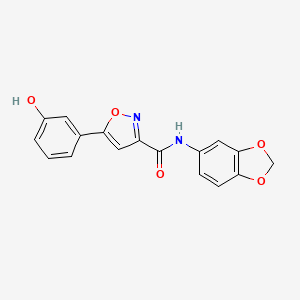 molecular formula C17H12N2O5 B4631776 N-1,3-苯并二氧杂环-5-基-5-(3-羟基苯基)-3-异恶唑甲酰胺 