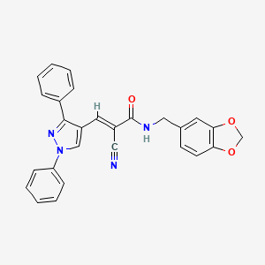 N-(1,3-benzodioxol-5-ylmethyl)-2-cyano-3-(1,3-diphenyl-1H-pyrazol-4-yl)acrylamide