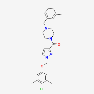 molecular formula C25H29ClN4O2 B4631791 1-({1-[(4-chloro-3,5-dimethylphenoxy)methyl]-1H-pyrazol-3-yl}carbonyl)-4-(3-methylbenzyl)piperazine 