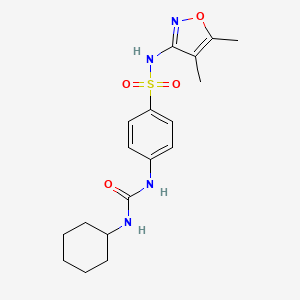 molecular formula C18H24N4O4S B4631806 4-{[(cyclohexylamino)carbonyl]amino}-N-(4,5-dimethyl-3-isoxazolyl)benzenesulfonamide 