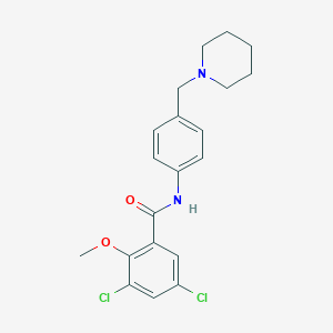 molecular formula C20H22Cl2N2O2 B4631815 3,5-dichloro-2-methoxy-N-[4-(1-piperidinylmethyl)phenyl]benzamide 