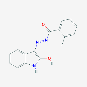 molecular formula C16H13N3O2 B463182 2-methyl-N'-(2-oxo-1,2-dihydro-3H-indol-3-ylidene)benzohydrazide CAS No. 5153-65-1