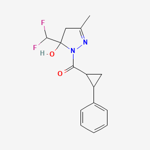 molecular formula C15H16F2N2O2 B4631838 5-(difluoromethyl)-3-methyl-1-[(2-phenylcyclopropyl)carbonyl]-4,5-dihydro-1H-pyrazol-5-ol 