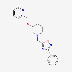 molecular formula C20H22N4O2 B4631855 2-[({1-[(3-phenyl-1,2,4-oxadiazol-5-yl)methyl]-3-piperidinyl}oxy)methyl]pyridine 