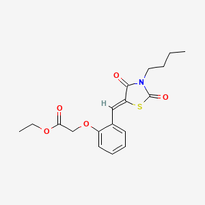 molecular formula C18H21NO5S B4631856 ethyl {2-[(3-butyl-2,4-dioxo-1,3-thiazolidin-5-ylidene)methyl]phenoxy}acetate 