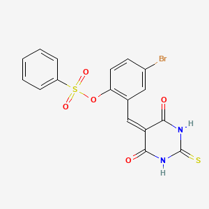 molecular formula C17H11BrN2O5S2 B4631873 4-bromo-2-[(4,6-dioxo-2-thioxotetrahydro-5(2H)-pyrimidinylidene)methyl]phenyl benzenesulfonate 