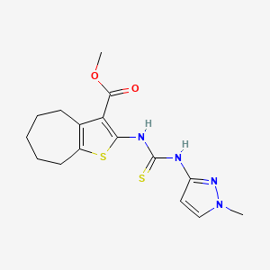 molecular formula C16H20N4O2S2 B4631879 2-({[(1-甲基-1H-吡唑-3-基)氨基]羰基硫代}氨基)-5,6,7,8-四氢-4H-环庚并[b]噻吩-3-甲酸甲酯 