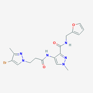 molecular formula C17H19BrN6O3 B4631896 4-{[3-(4-bromo-3-methyl-1H-pyrazol-1-yl)propanoyl]amino}-N-(2-furylmethyl)-1-methyl-1H-pyrazole-3-carboxamide 