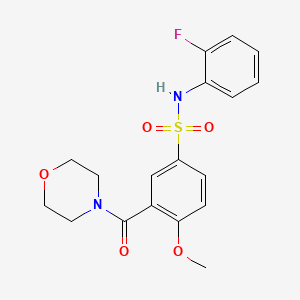 molecular formula C18H19FN2O5S B4631907 N-(2-fluorophenyl)-4-methoxy-3-(4-morpholinylcarbonyl)benzenesulfonamide 