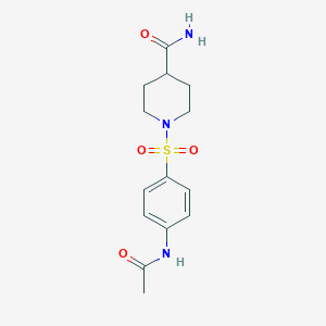 molecular formula C14H19N3O4S B463194 1-{[4-(Acetylamino)phenyl]sulfonyl}piperidine-4-carboxamide CAS No. 304668-29-9