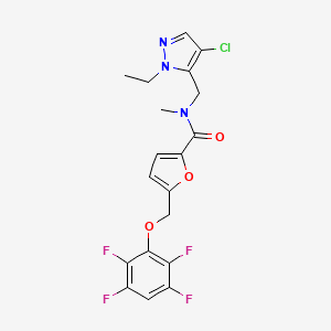 molecular formula C19H16ClF4N3O3 B4632018 N-[(4-氯-1-乙基-1H-吡唑-5-基)甲基]-N-甲基-5-[(2,3,5,6-四氟苯氧基)甲基]-2-呋喃酰胺 