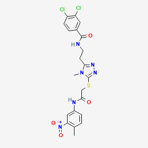 molecular formula C21H20Cl2N6O4S B4632075 3,4-二氯-N-{2-[4-甲基-5-({2-[(4-甲基-3-硝基苯基)氨基]-2-氧代乙基}硫)-4H-1,2,4-三唑-3-基]乙基}苯甲酰胺 