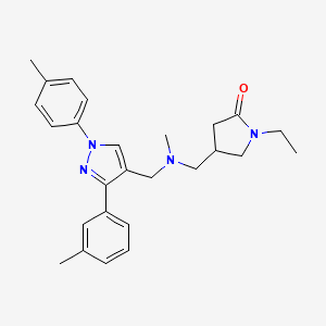 molecular formula C26H32N4O B4632083 1-乙基-4-[(甲基{[3-(3-甲基苯基)-1-(4-甲基苯基)-1H-吡唑-4-基]甲基}氨基)甲基]-2-吡咯烷酮 