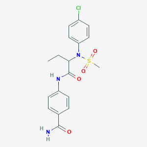 molecular formula C18H20ClN3O4S B4632091 4-({2-[(4-氯苯基)(甲基磺酰)氨基]丁酰}氨基)苯甲酰胺 