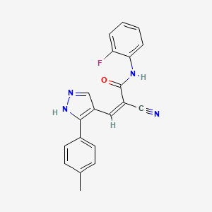 molecular formula C20H15FN4O B4632102 2-氰基-N-(2-氟苯基)-3-[3-(4-甲基苯基)-1H-吡唑-4-基]丙烯酰胺 