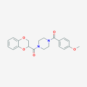 molecular formula C21H22N2O5 B4632111 1-(2,3-二氢-1,4-苯并二氧杂环-2-基羰基)-4-(4-甲氧基苯甲酰基)哌嗪 