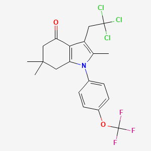 molecular formula C20H19Cl3F3NO2 B4632143 2,6,6-TRIMETHYL-3-(2,2,2-TRICHLOROETHYL)-1-[4-(TRIFLUOROMETHOXY)PHENYL]-4,5,6,7-TETRAHYDRO-1H-INDOL-4-ONE 