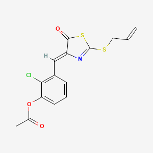 molecular formula C15H12ClNO3S2 B4632172 3-{[2-(烯丙硫基)-5-氧代-1,3-噻唑-4(5H)-亚甲基]甲基}-2-氯苯基乙酸酯 