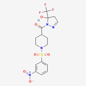 molecular formula C16H17F3N4O6S B4632410 [5-HYDROXY-5-(TRIFLUOROMETHYL)-4,5-DIHYDRO-1H-PYRAZOL-1-YL]{1-[(3-NITROPHENYL)SULFONYL]-4-PIPERIDYL}METHANONE 