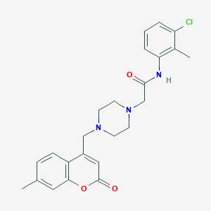 molecular formula C24H26ClN3O3 B4632438 N-(3-chloro-2-methylphenyl)-2-{4-[(7-methyl-2-oxo-2H-chromen-4-yl)methyl]piperazin-1-yl}acetamide 