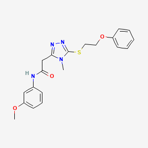 molecular formula C20H22N4O3S B4632475 N-(3-methoxyphenyl)-2-{4-methyl-5-[(2-phenoxyethyl)sulfanyl]-4H-1,2,4-triazol-3-yl}acetamide 