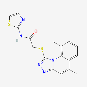 molecular formula C17H15N5OS2 B4632486 2-[(5,9-dimethyl[1,2,4]triazolo[4,3-a]quinolin-1-yl)thio]-N-1,3-thiazol-2-ylacetamide 