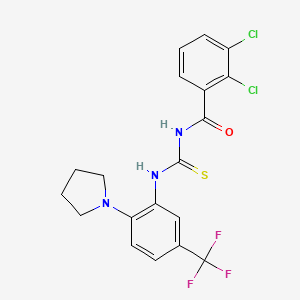 molecular formula C19H16Cl2F3N3OS B4632503 2,3-dichloro-N-{[2-(pyrrolidin-1-yl)-5-(trifluoromethyl)phenyl]carbamothioyl}benzamide 