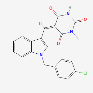 molecular formula C21H16ClN3O3 B4632504 (5Z)-5-[[1-[(4-chlorophenyl)methyl]indol-3-yl]methylidene]-1-methyl-1,3-diazinane-2,4,6-trione 