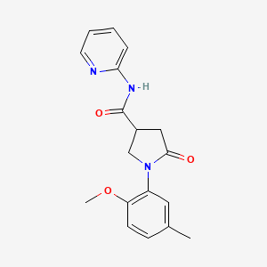 molecular formula C18H19N3O3 B4632538 1-(2-methoxy-5-methylphenyl)-5-oxo-N-(pyridin-2-yl)pyrrolidine-3-carboxamide 