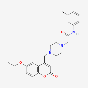 molecular formula C25H29N3O4 B4632548 2-{4-[(6-ethoxy-2-oxo-2H-chromen-4-yl)methyl]piperazin-1-yl}-N-(3-methylphenyl)acetamide 