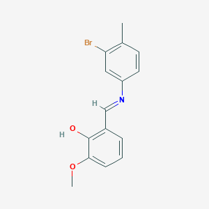 molecular formula C15H14BrNO2 B463257 2-{[(3-Bromo-4-methylphenyl)imino]methyl}-6-methoxyphenol 