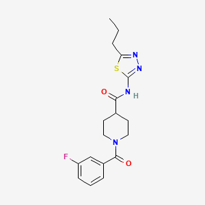 molecular formula C18H21FN4O2S B4632594 1-(3-fluorobenzoyl)-N-(5-propyl-1,3,4-thiadiazol-2-yl)piperidine-4-carboxamide 