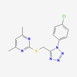 molecular formula C14H13ClN6S B4632648 2-({[1-(4-chlorophenyl)-1H-tetrazol-5-yl]methyl}sulfanyl)-4,6-dimethylpyrimidine 