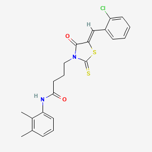 molecular formula C22H21ClN2O2S2 B4632656 4-[5-(2-chlorobenzylidene)-4-oxo-2-thioxo-1,3-thiazolidin-3-yl]-N-(2,3-dimethylphenyl)butanamide 