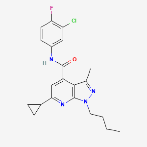 molecular formula C21H22ClFN4O B4632700 1-butyl-N-(3-chloro-4-fluorophenyl)-6-cyclopropyl-3-methyl-1H-pyrazolo[3,4-b]pyridine-4-carboxamide 