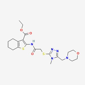 molecular formula C21H29N5O4S2 B4632743 ethyl 2-[({[4-methyl-5-(4-morpholinylmethyl)-4H-1,2,4-triazol-3-yl]thio}acetyl)amino]-4,5,6,7-tetrahydro-1-benzothiophene-3-carboxylate 