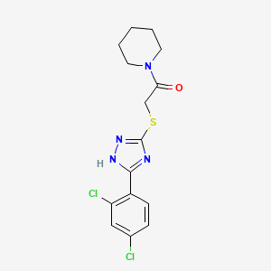 molecular formula C15H16Cl2N4OS B4632751 2-{[5-(2,4-dichlorophenyl)-1H-1,2,4-triazol-3-yl]sulfanyl}-1-(piperidin-1-yl)ethanone 