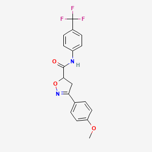 molecular formula C18H15F3N2O3 B4632756 3-(4-METHOXYPHENYL)-N~5~-[4-(TRIFLUOROMETHYL)PHENYL]-4,5-DIHYDRO-5-ISOXAZOLECARBOXAMIDE 