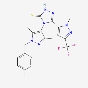 4-[3,5-DIMETHYL-1-(4-METHYLBENZYL)-1H-PYRAZOL-4-YL]-5-[1-METHYL-3-(TRIFLUOROMETHYL)-1H-PYRAZOL-5-YL]-4H-1,2,4-TRIAZOL-3-YLHYDROSULFIDE