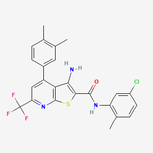 molecular formula C24H19ClF3N3OS B4632833 3-amino-N-(5-chloro-2-methylphenyl)-4-(3,4-dimethylphenyl)-6-(trifluoromethyl)thieno[2,3-b]pyridine-2-carboxamide 