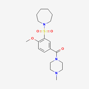 molecular formula C19H29N3O4S B4632845 1-({2-methoxy-5-[(4-methyl-1-piperazinyl)carbonyl]phenyl}sulfonyl)azepane 