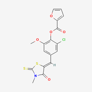 2-chloro-6-methoxy-4-[(3-methyl-4-oxo-2-thioxo-1,3-thiazolidin-5-ylidene)methyl]phenyl 2-furoate