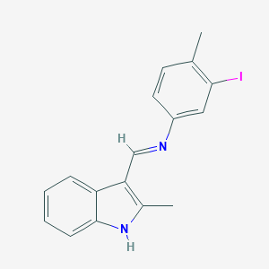 molecular formula C17H15IN2 B463298 3-iodo-4-methyl-N-[(E)-(2-methyl-1H-indol-3-yl)methylidene]aniline 