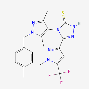 4-[3,5-DIMETHYL-1-(4-METHYLBENZYL)-1H-PYRAZOL-4-YL]-5-[1-METHYL-5-(TRIFLUOROMETHYL)-1H-PYRAZOL-3-YL]-4H-1,2,4-TRIAZOL-3-YLHYDROSULFIDE