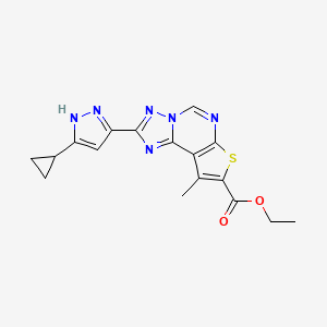 molecular formula C17H16N6O2S B4633019 ethyl 2-(5-cyclopropyl-1H-pyrazol-3-yl)-9-methylthieno[3,2-e][1,2,4]triazolo[1,5-c]pyrimidine-8-carboxylate 