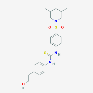 N-{4-[(3,5-dimethyl-1-piperidinyl)sulfonyl]phenyl}-N'-[4-(2-hydroxyethyl)phenyl]thiourea