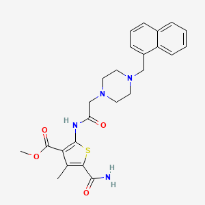 molecular formula C25H28N4O4S B4633108 methyl 5-(aminocarbonyl)-4-methyl-2-({[4-(1-naphthylmethyl)-1-piperazinyl]acetyl}amino)-3-thiophenecarboxylate 