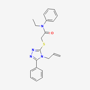 molecular formula C21H22N4OS B4633180 2-[(4-allyl-5-phenyl-4H-1,2,4-triazol-3-yl)thio]-N-ethyl-N-phenylacetamide 