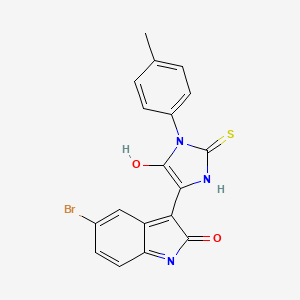 5-bromo-3-[4-hydroxy-3-(4-methylphenyl)-2-sulfanylidene-1H-imidazol-5-yl]indol-2-one