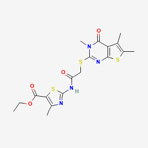 Ethyl 4-methyl-2-({[(3,5,6-trimethyl-4-oxo-3,4-dihydrothieno[2,3-d]pyrimidin-2-yl)sulfanyl]acetyl}amino)-1,3-thiazole-5-carboxylate